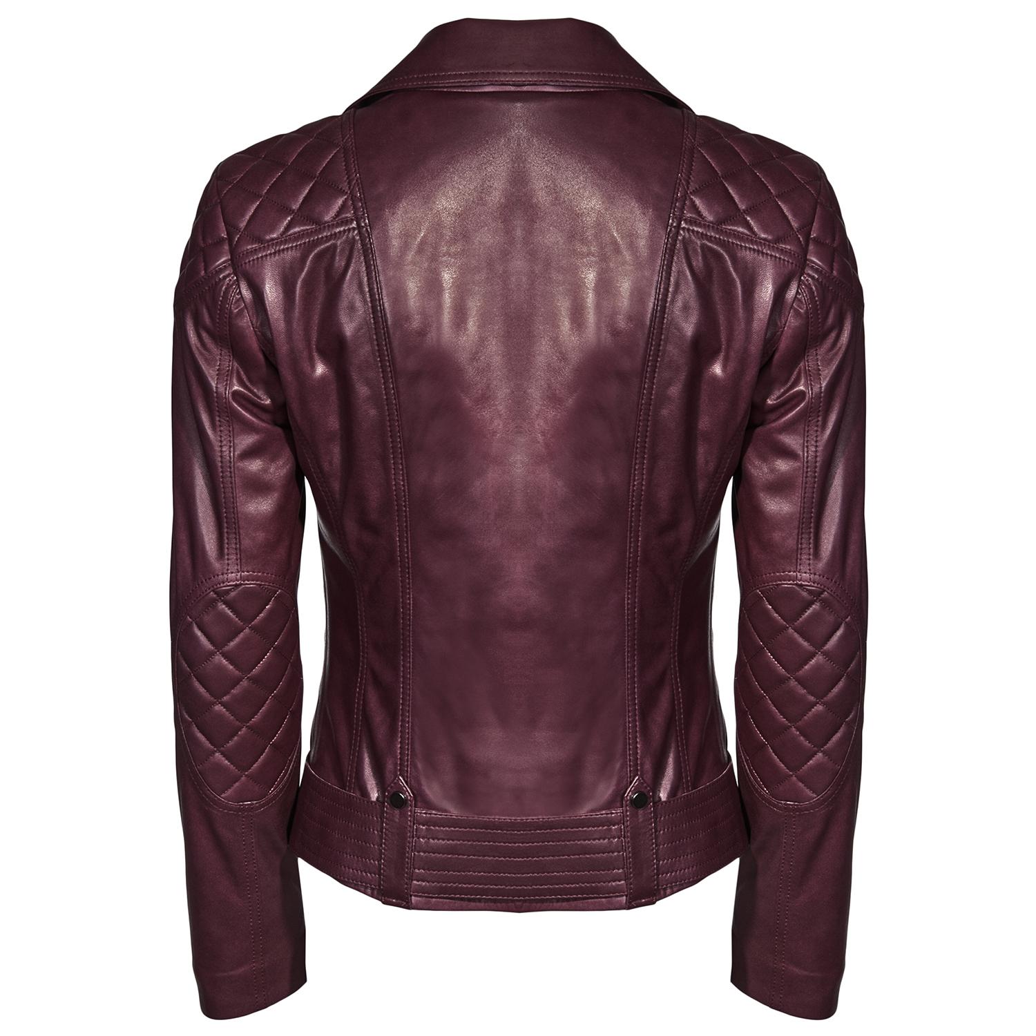 Bordo Nina Kadın Deri Biker Mont 1010023606005