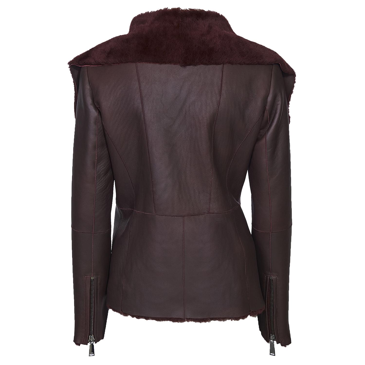 Bordo Lucia Kadın Kısa Kürk Kaban 1010021553001