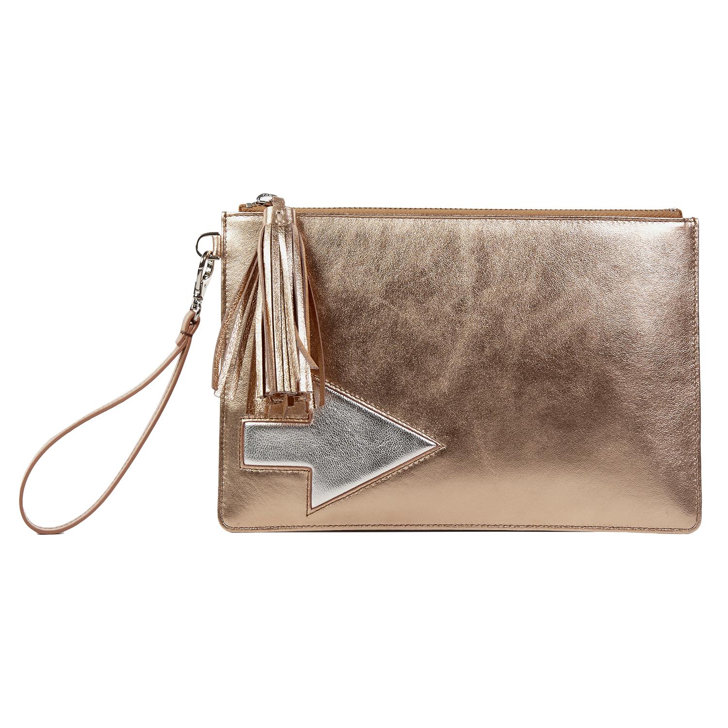 Pembe Oklu Kadın Deri Clutch 1010025829002