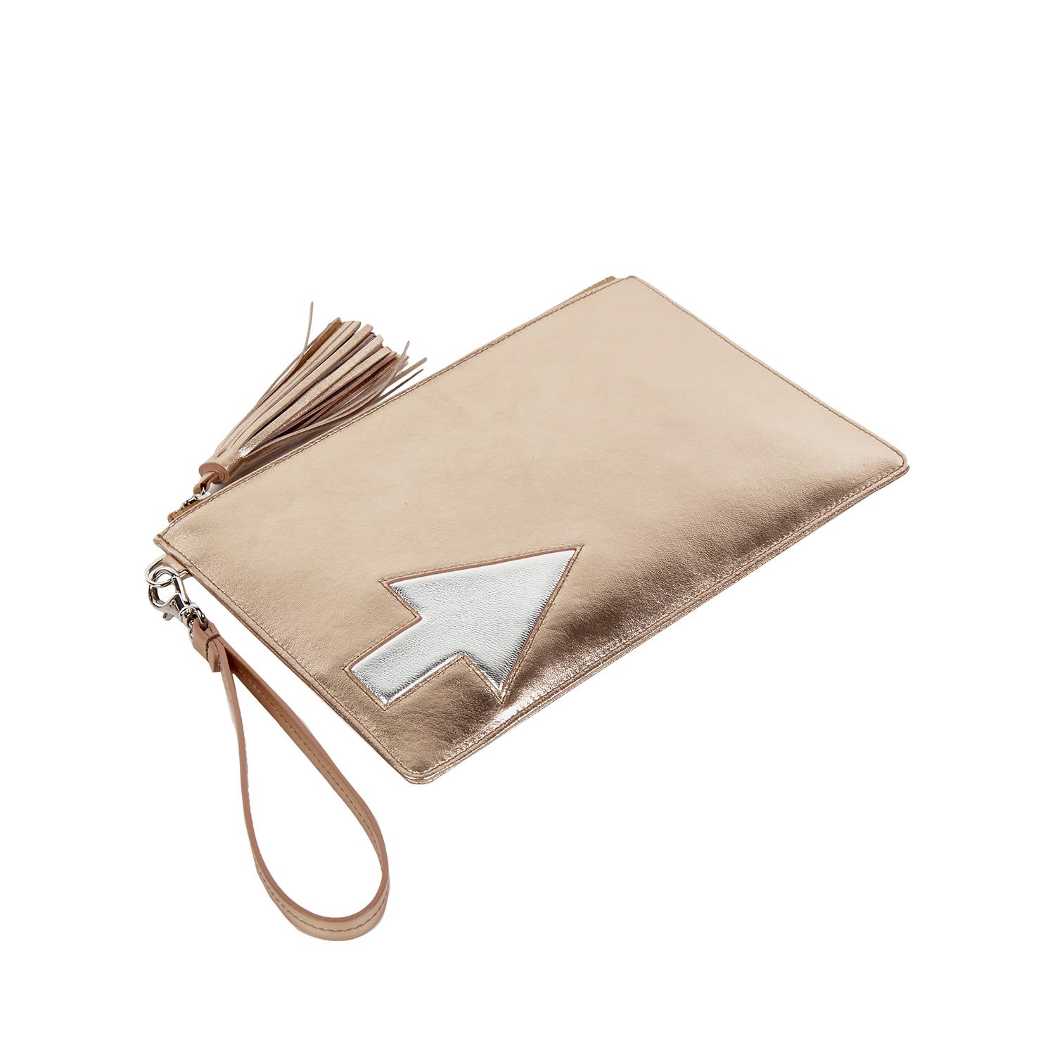 Pembe Oklu Kadın Deri Clutch 1010025829002