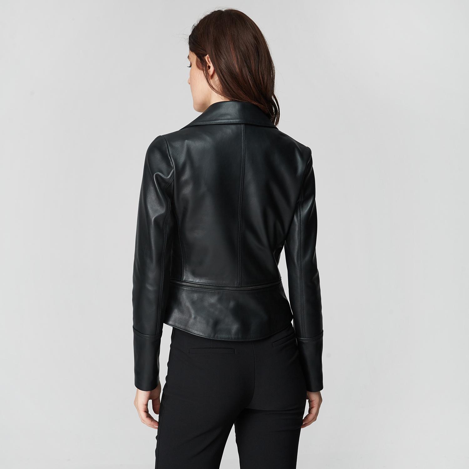 Siyah Adalia Kadın Deri Biker Mont 1010025307001