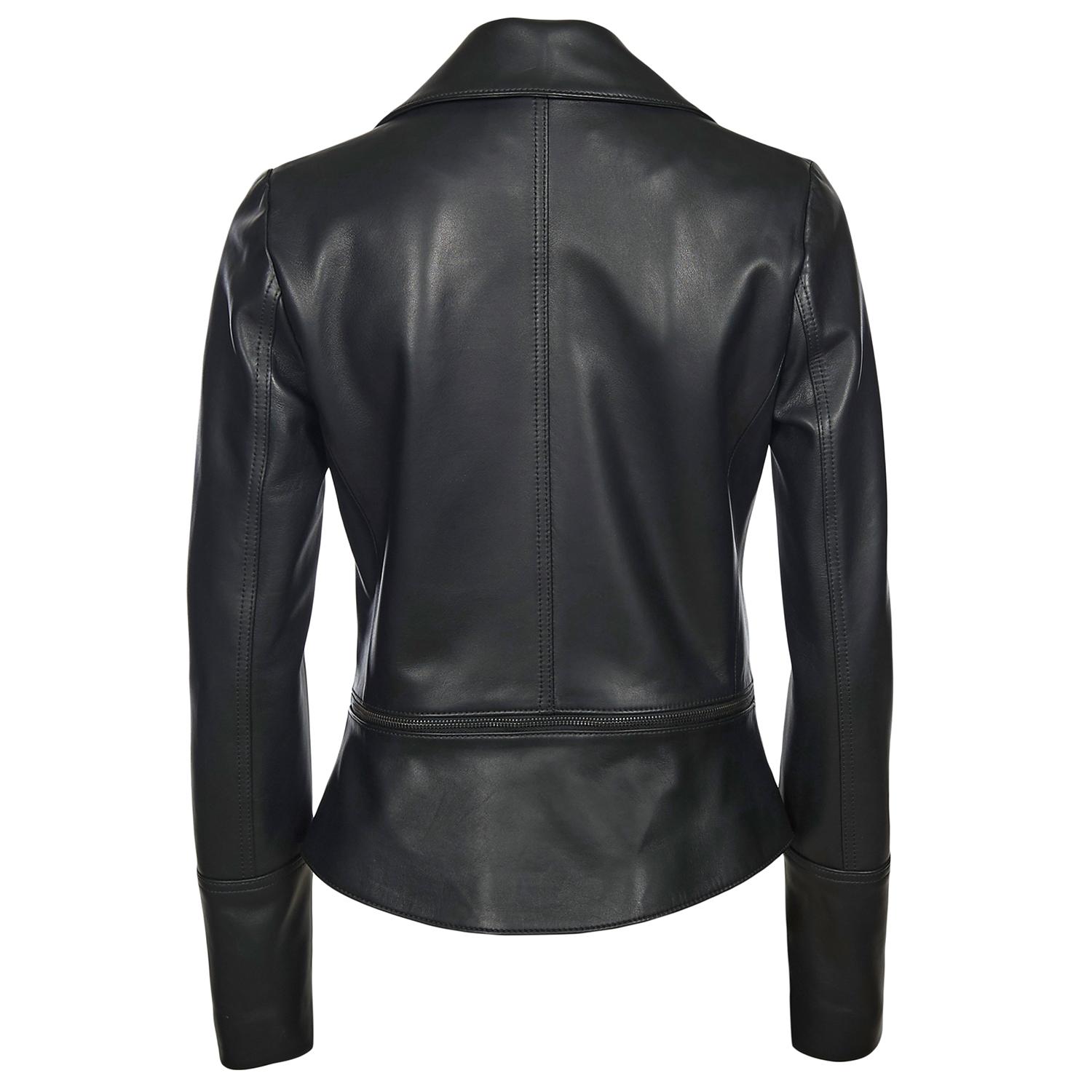 Siyah Adalia Kadın Deri Biker Mont 1010025307001