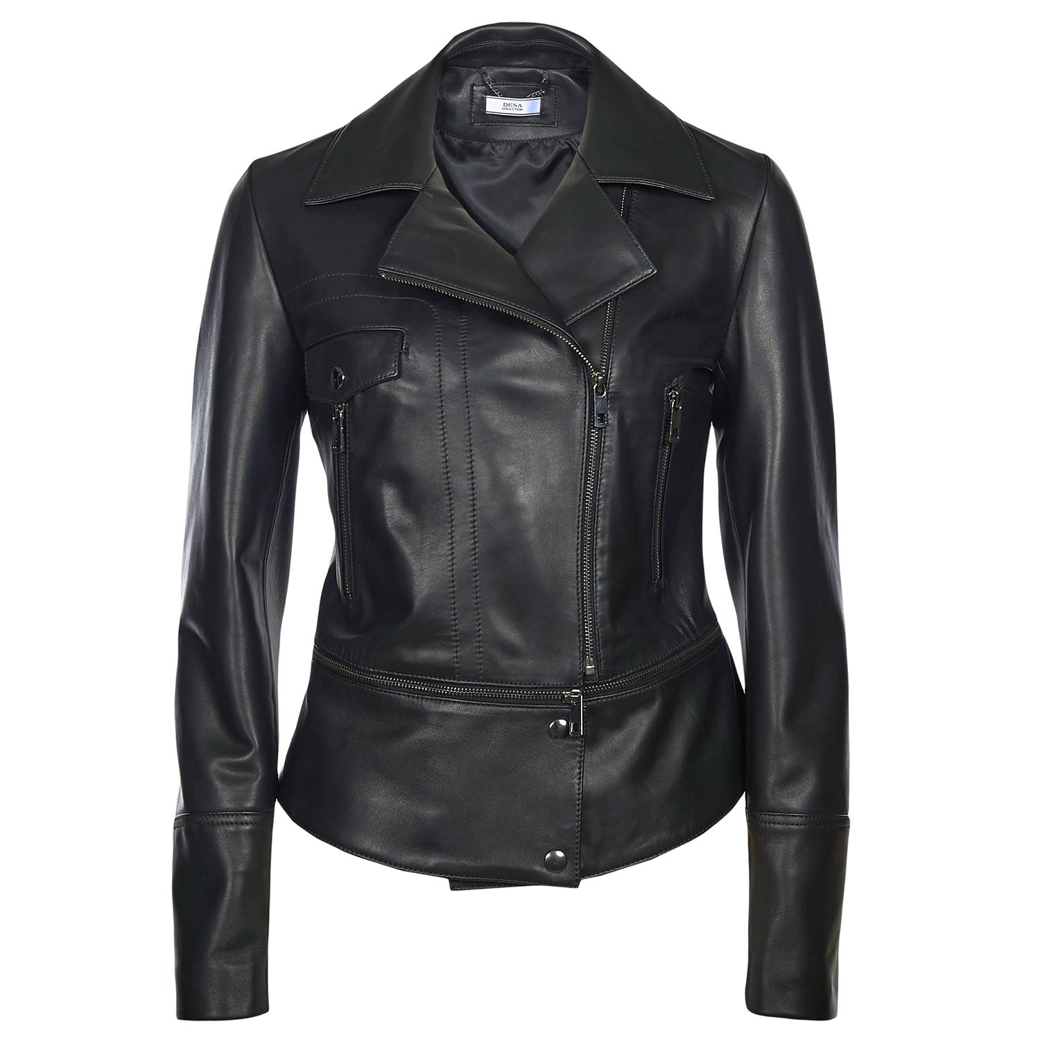 Siyah Adalia Kadın Deri Biker Mont 1010025307001
