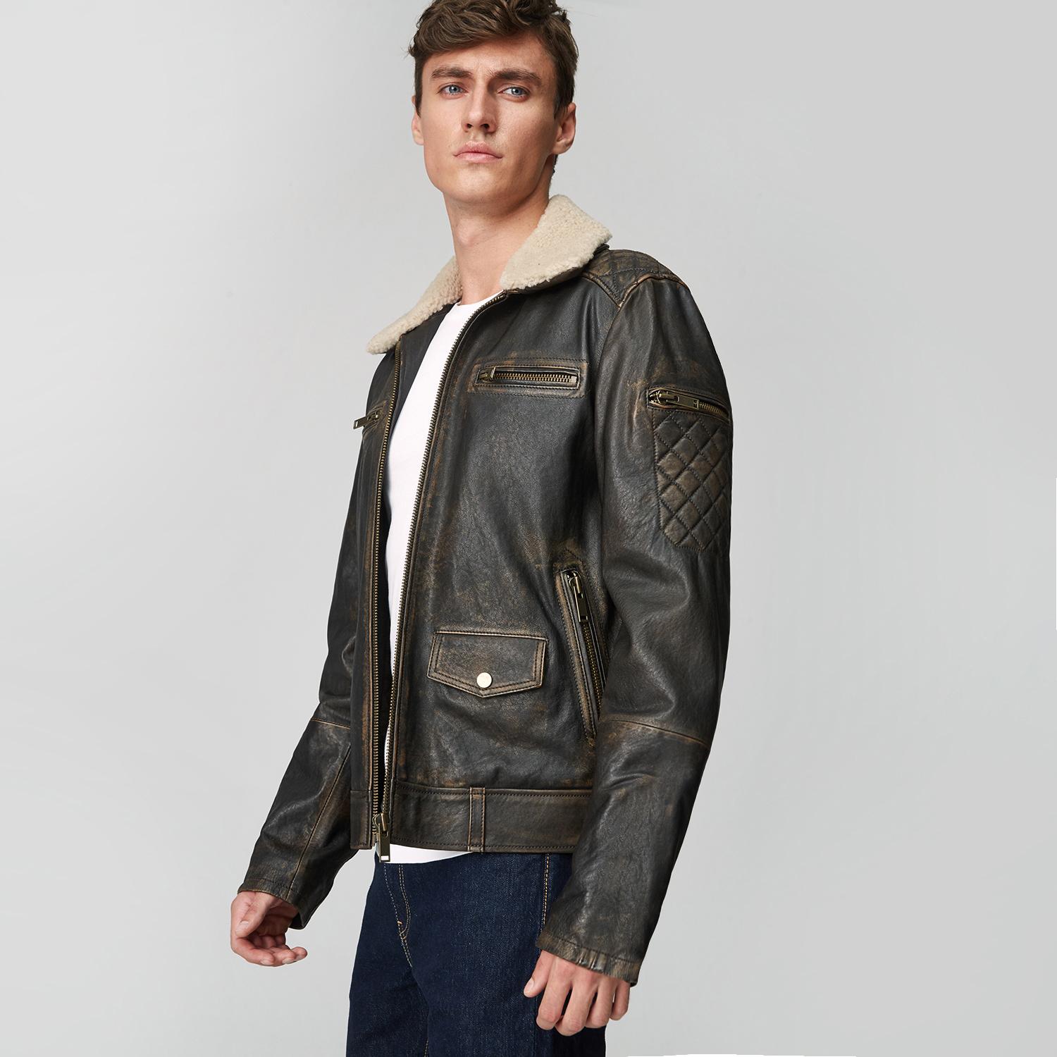 Kahve Barnaba Erkek Deri Biker Mont 1010025311005
