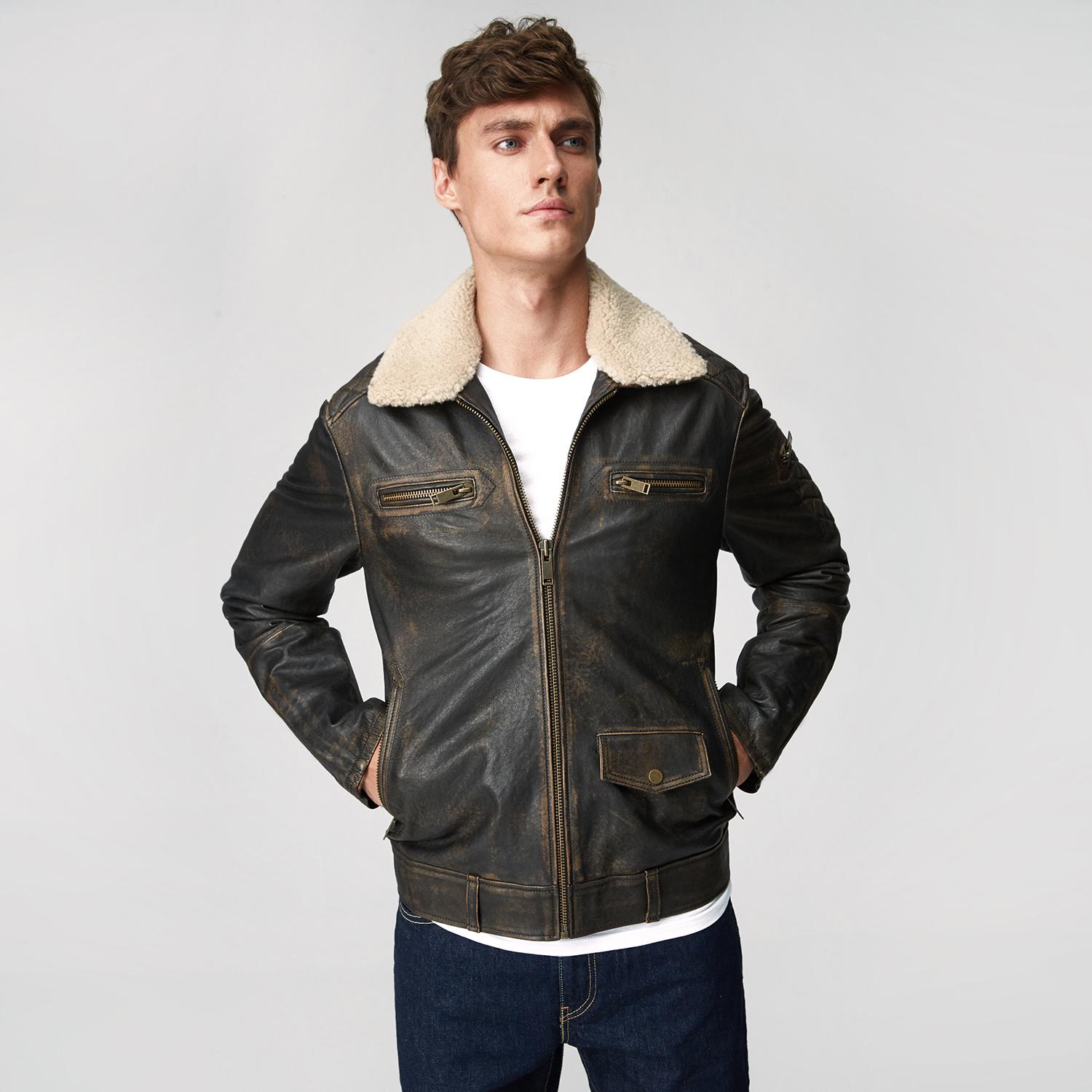 Kahve Barnaba Erkek Deri Biker Mont 1010025311005