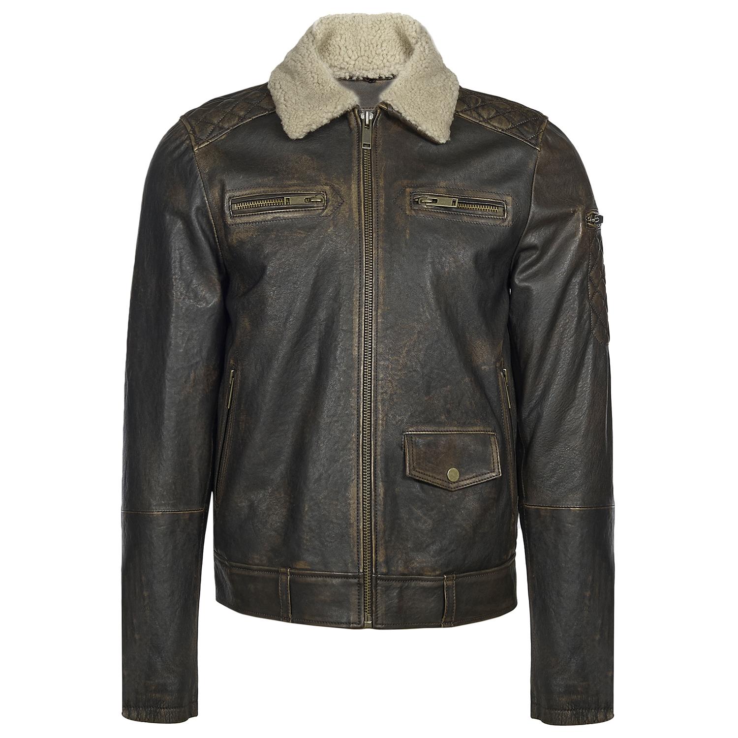 Kahve Barnaba Erkek Deri Biker Mont 1010025311005