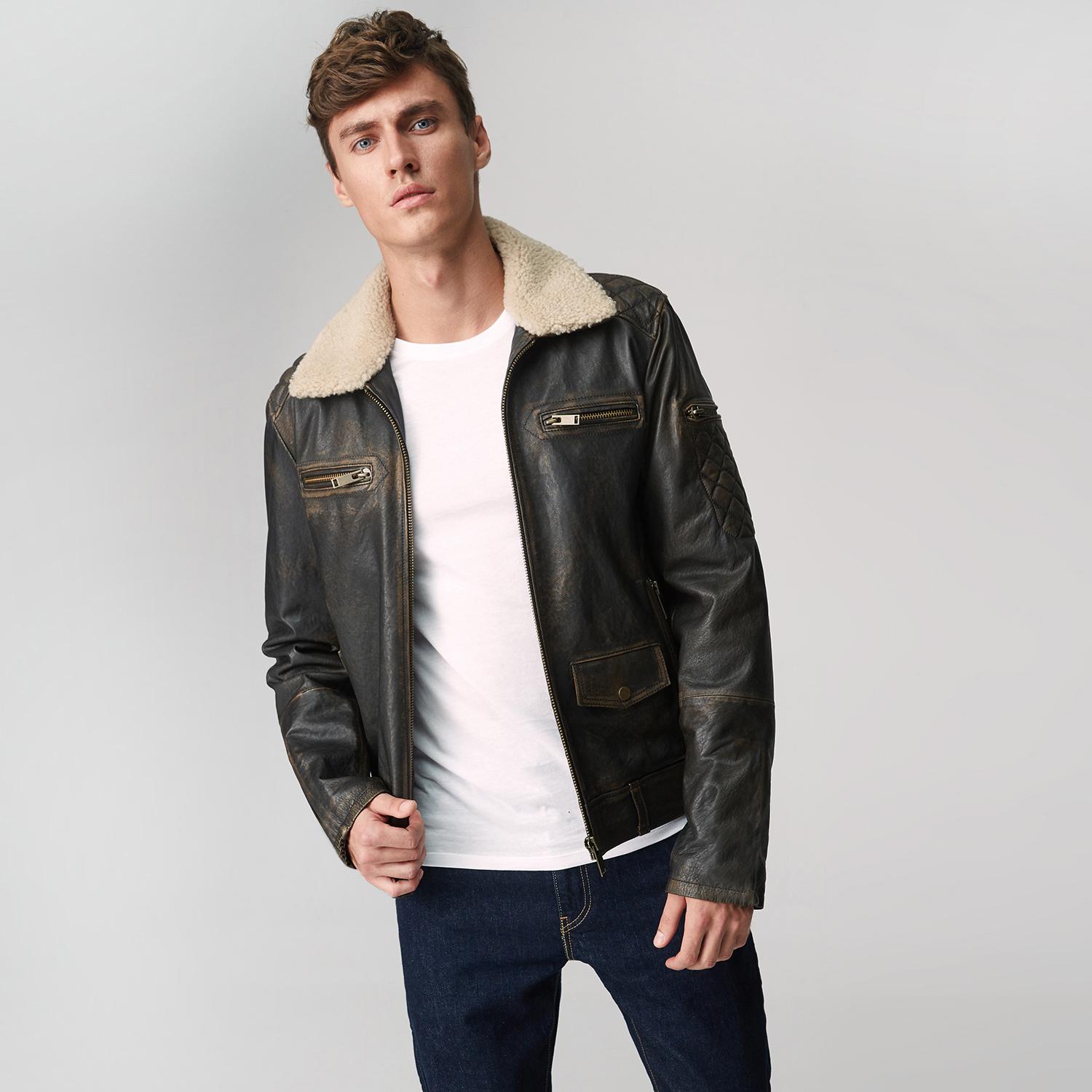 Kahve Barnaba Erkek Deri Biker Mont 1010025311005