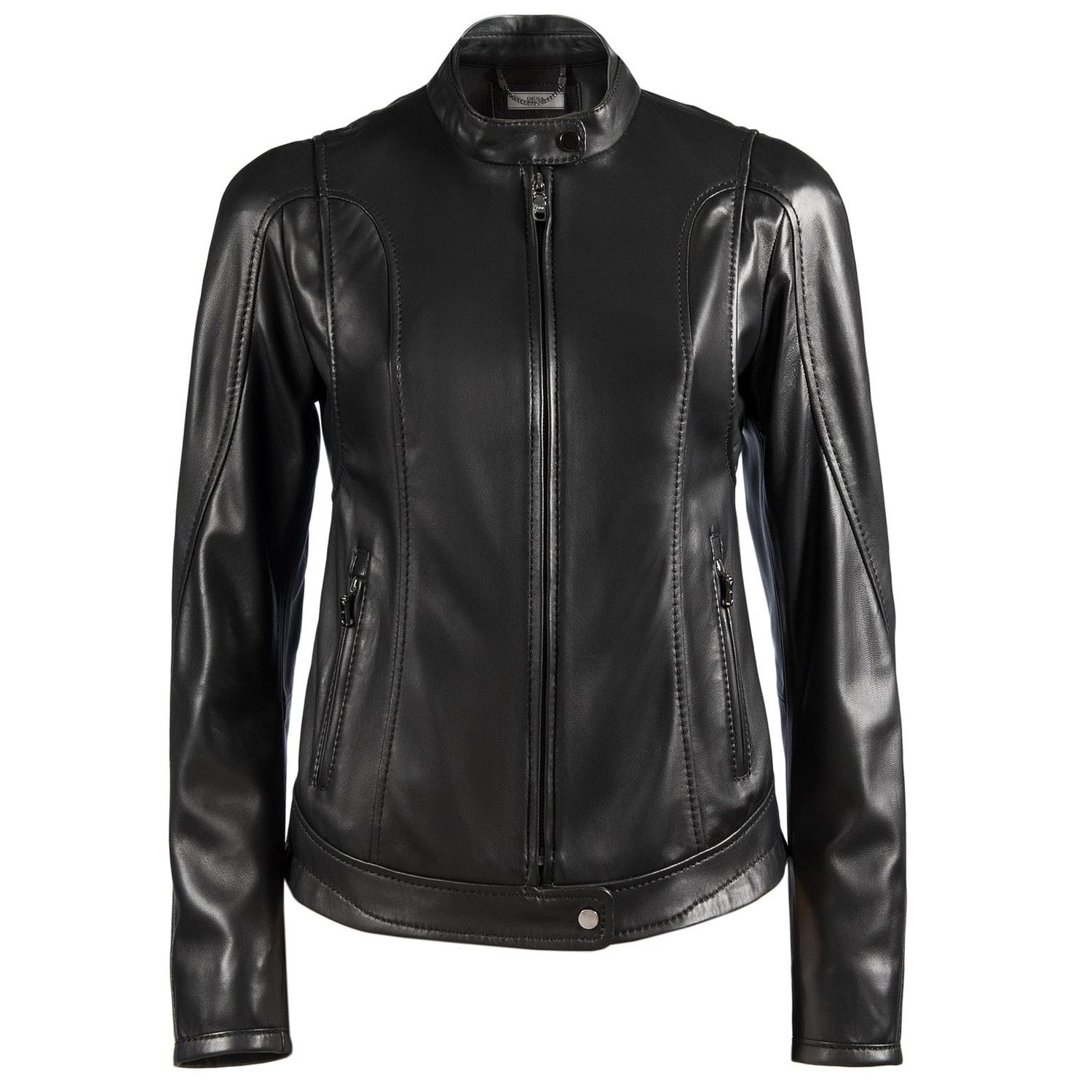 Siyah Tracy Kadın Deri Biker Mont 1010027264004