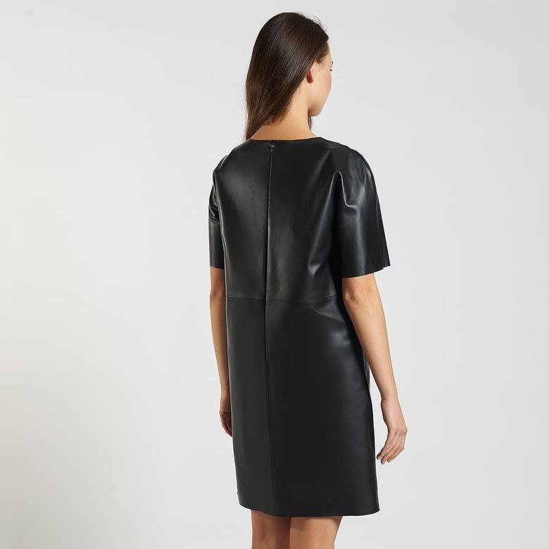 Siyah Milena Kadın Deri Elbise 1010027403001