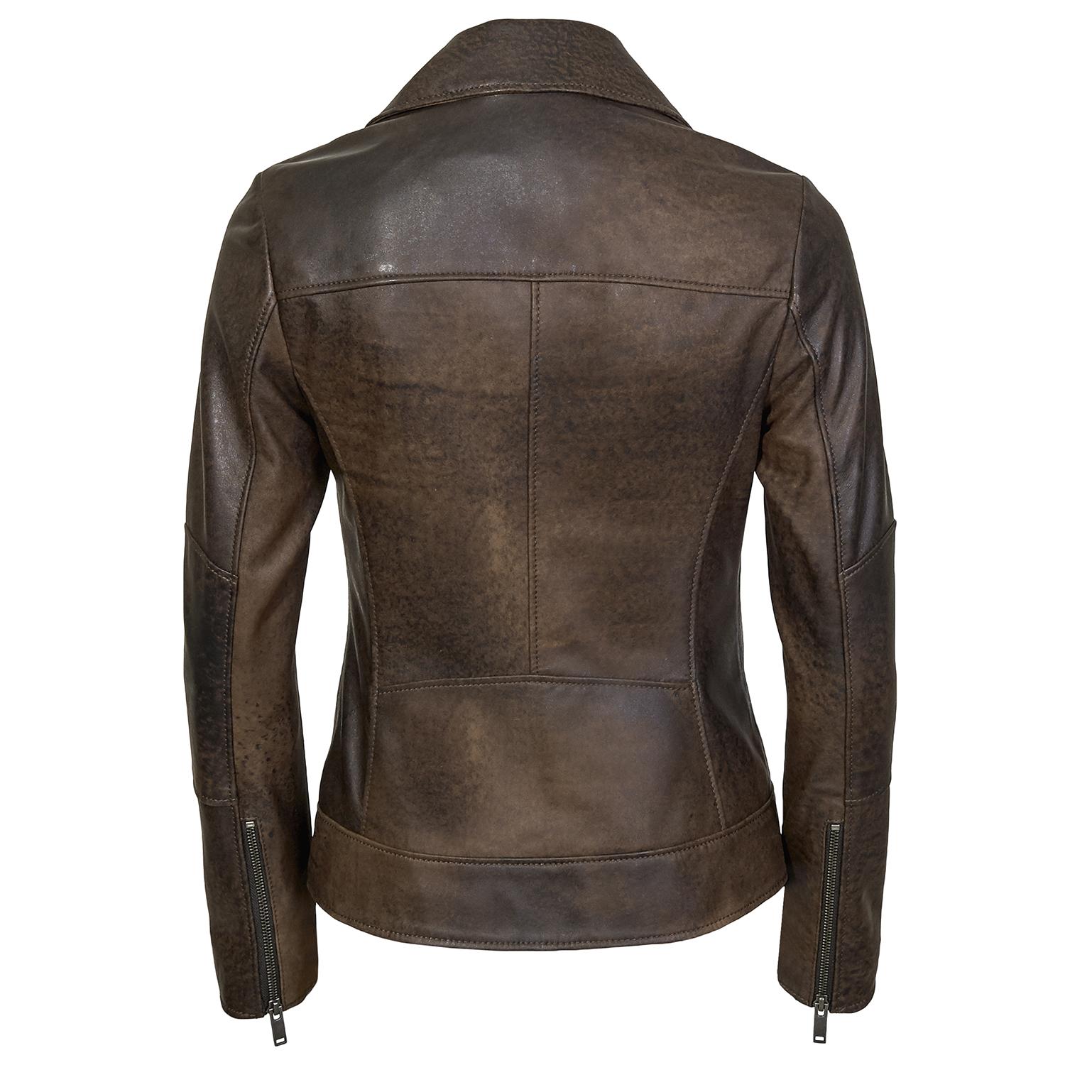 Kahve Tazia Kadın Deri Biker Ceket 1010028976003
