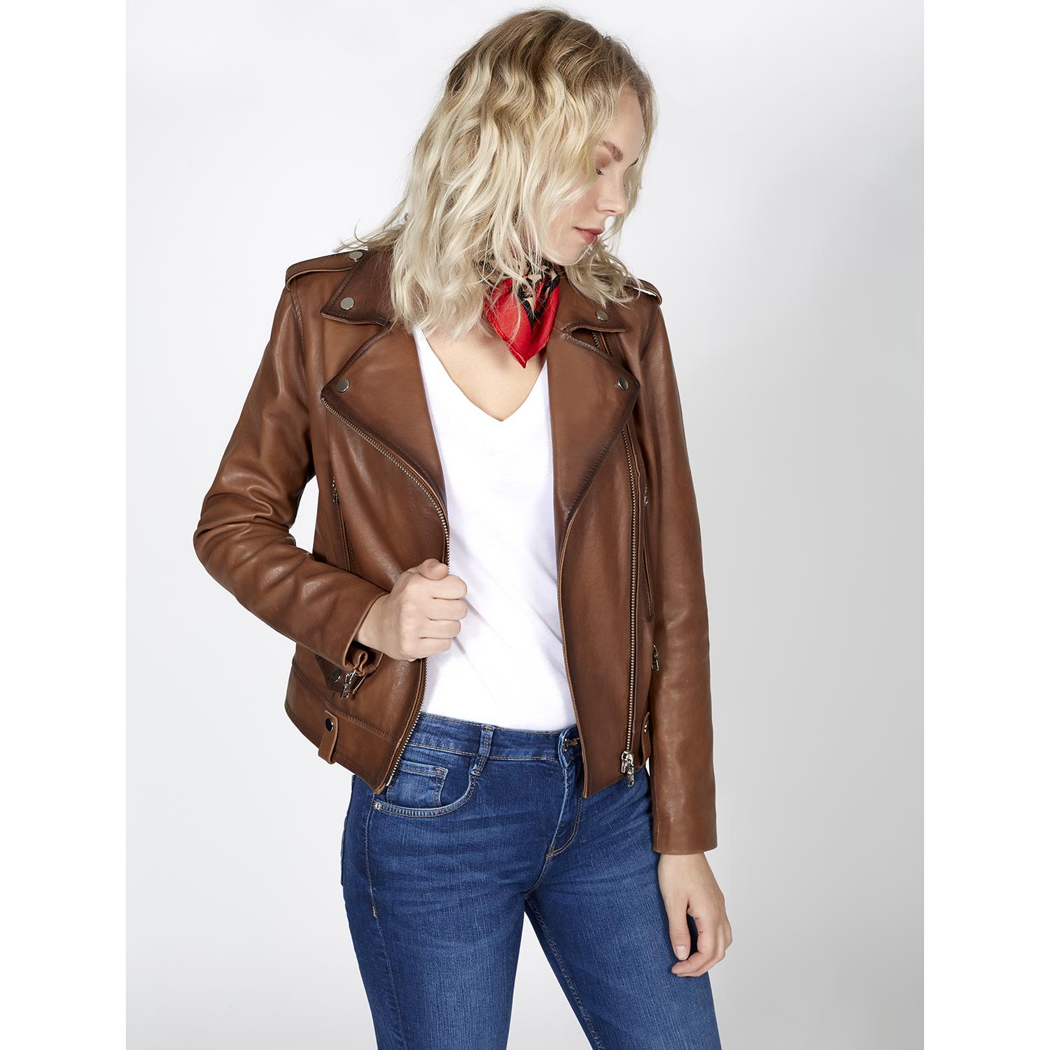 Belicia Kadın Deri Biker Ceket 1010028508004