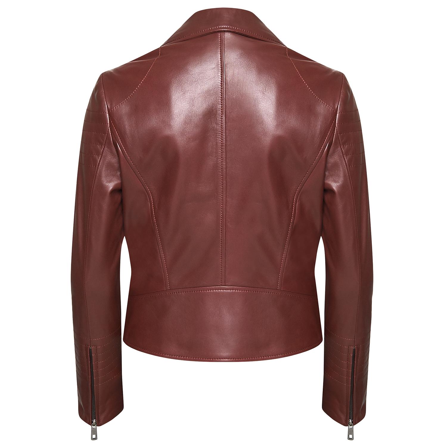 Kırmızı Luisa Kadın Deri Biker Mont 1010029917001