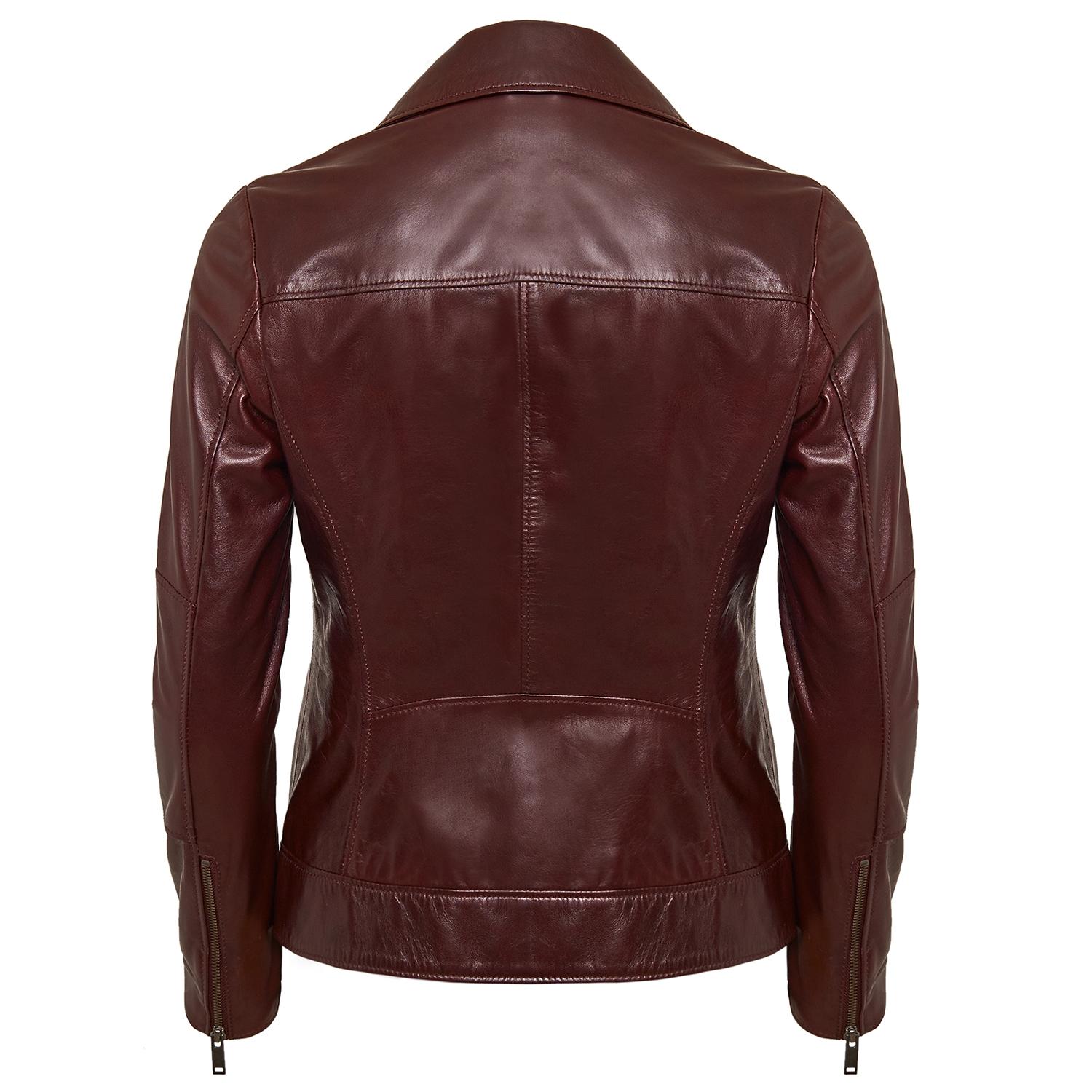 Bordo Tazia Kadın Deri Biker Ceket 1010028961010