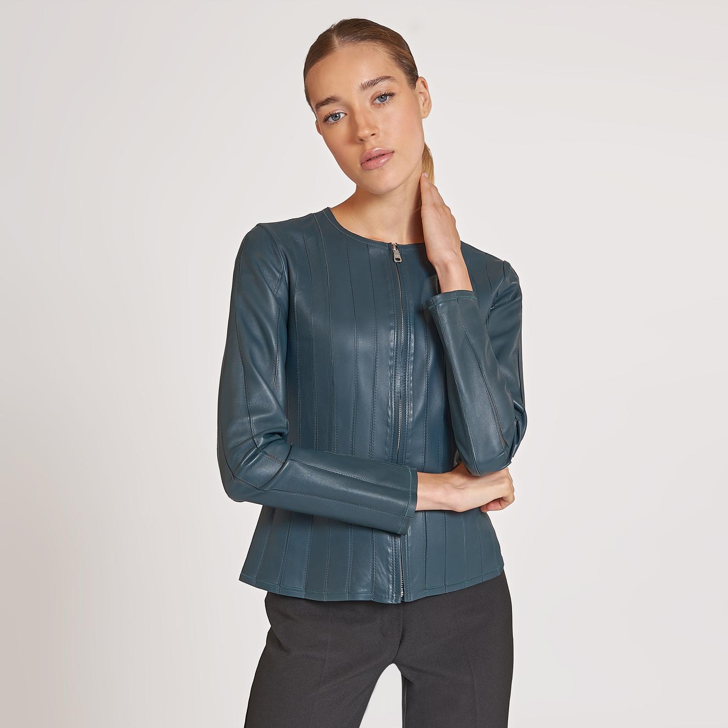 Deundria Kadın Panelli Fit Deri Ceket 1010027241011