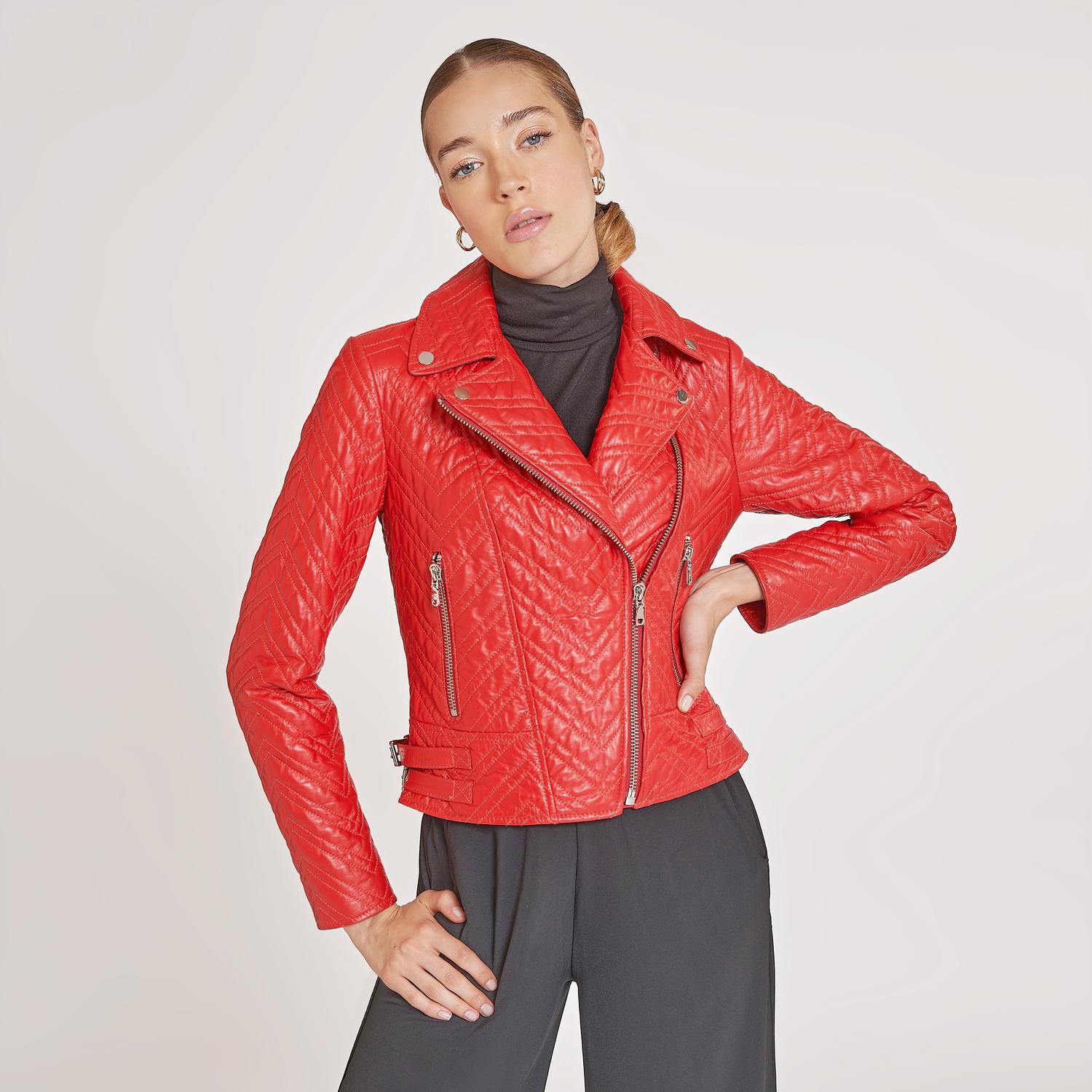 Riccarda Kadın Deri Biker Mont 1010027697003