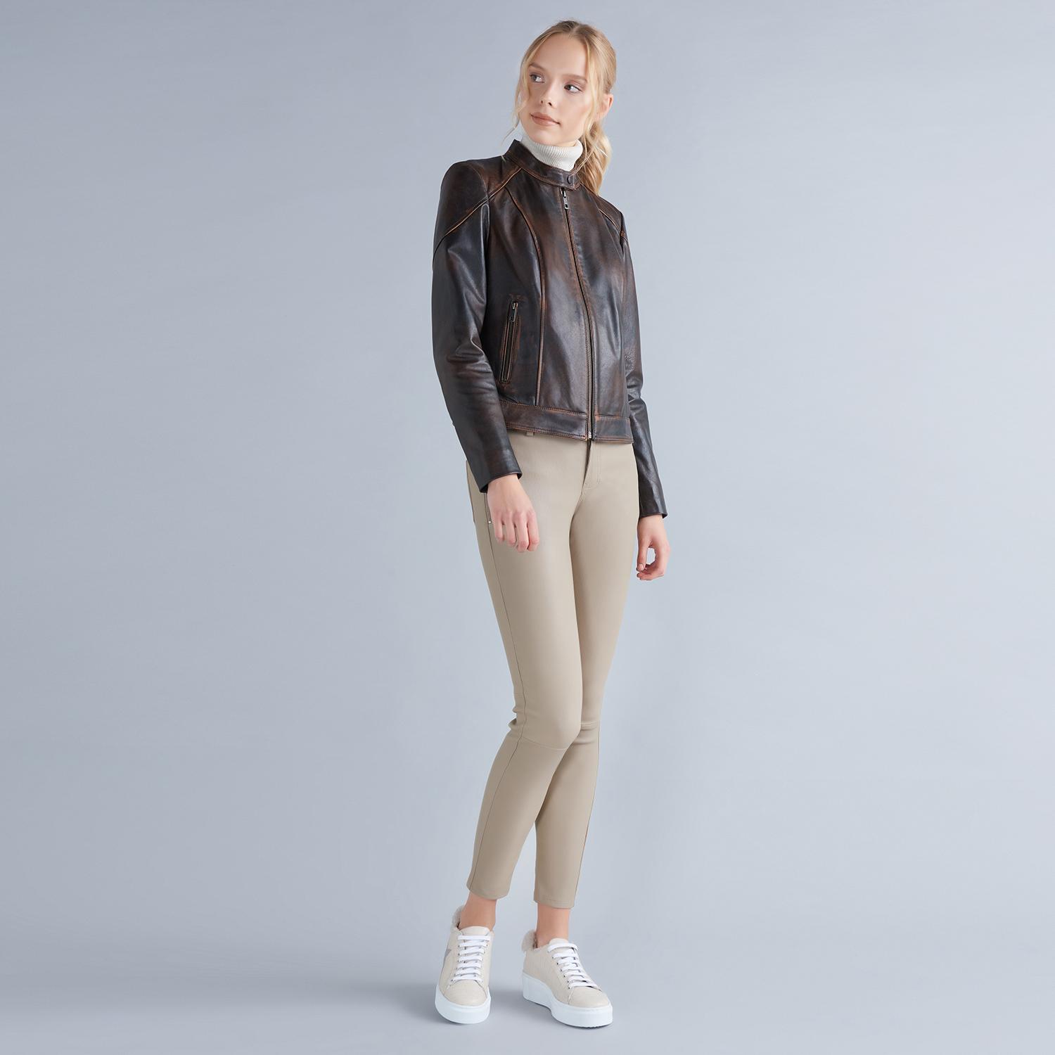 Roisin Kadın Deri Stretch Pantolon 1010028580009