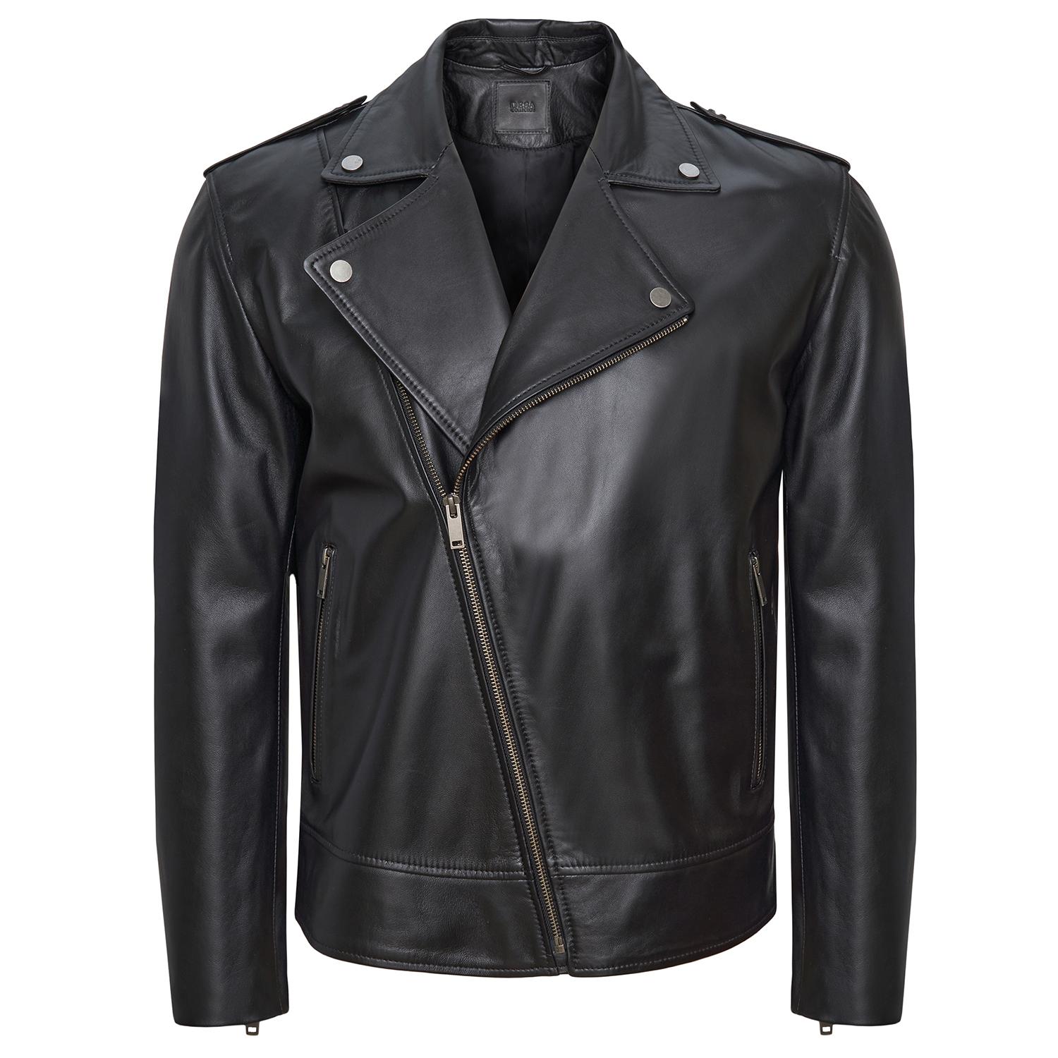Siyah Afro Erkek Deri Biker Ceket 1010031329004