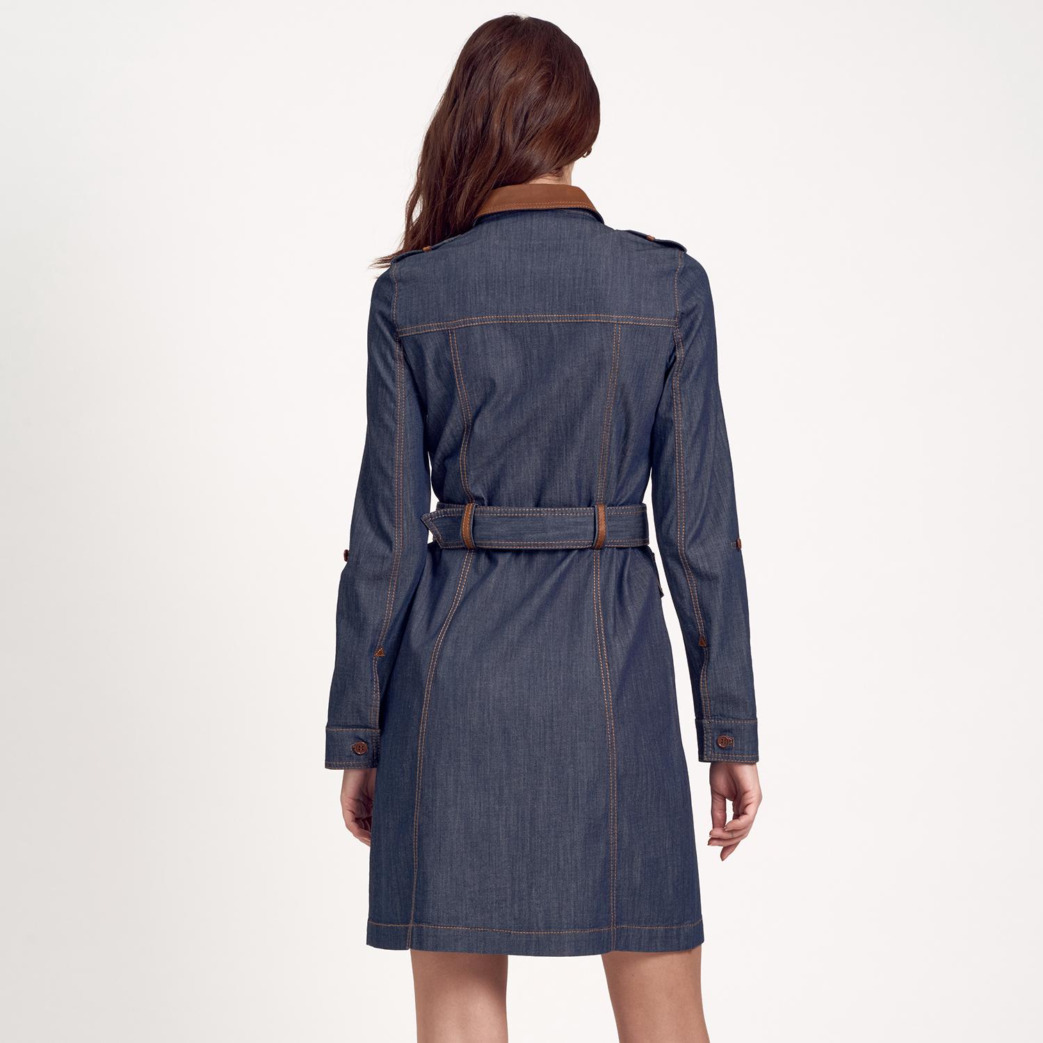 Deri Biyeli Denim Kadın Elbise 1010020575001