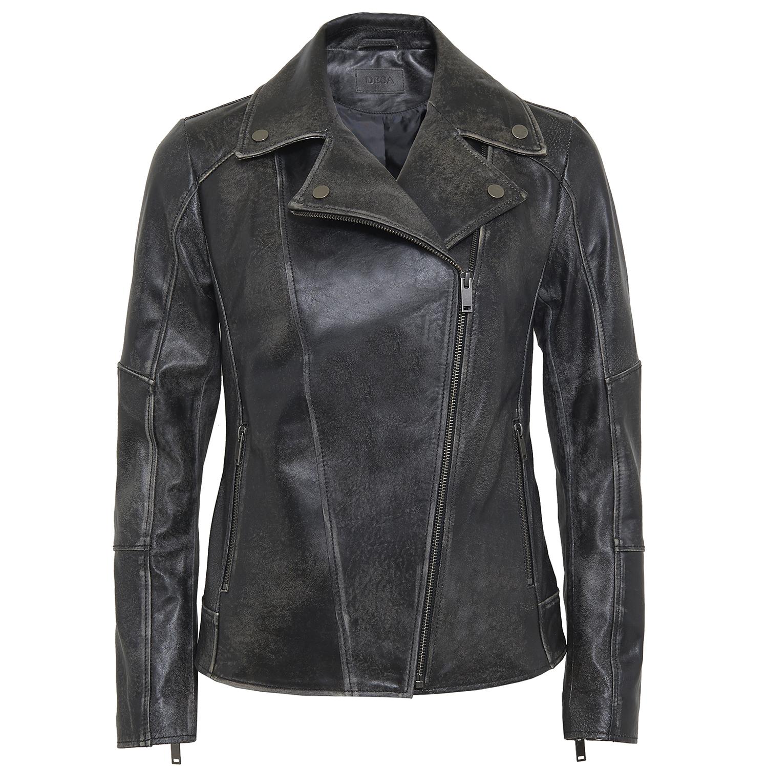 Siyah Tazia Kadın Deri Biker Ceket 1010028976010
