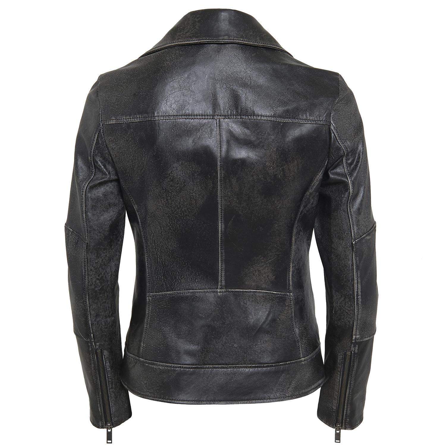 Siyah Tazia Kadın Deri Biker Ceket 1010028976010