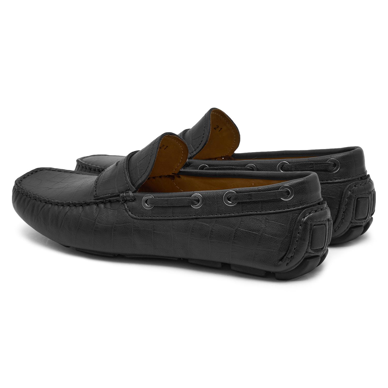 Stella Siyah Erkek Kroko Baskılı Deri Loafer 2010047152005