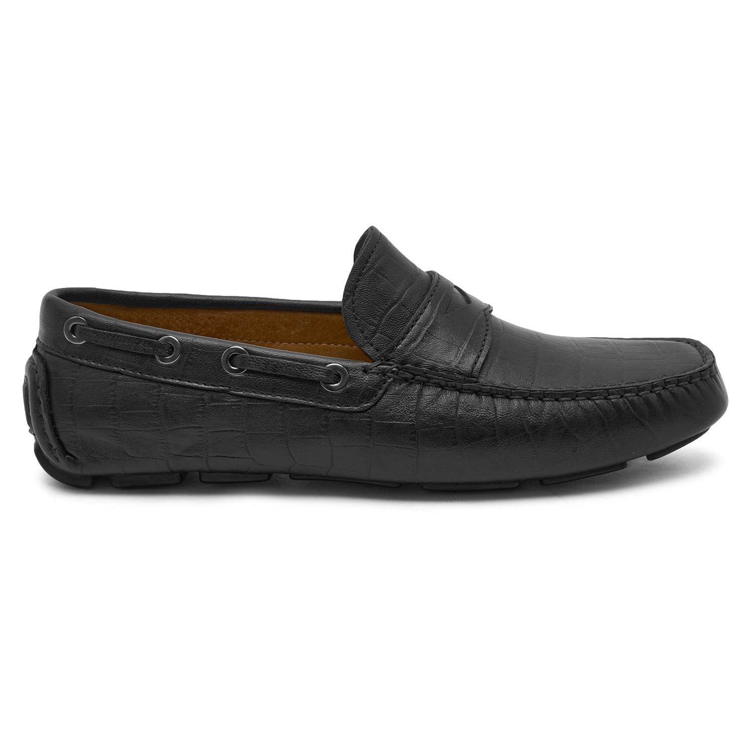 Stella Siyah Erkek Kroko Baskılı Deri Loafer 2010047152005