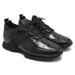 Mylo Siyah Erkek Kroko Baskılı Deri Spor Ayakkabı 2010047768003