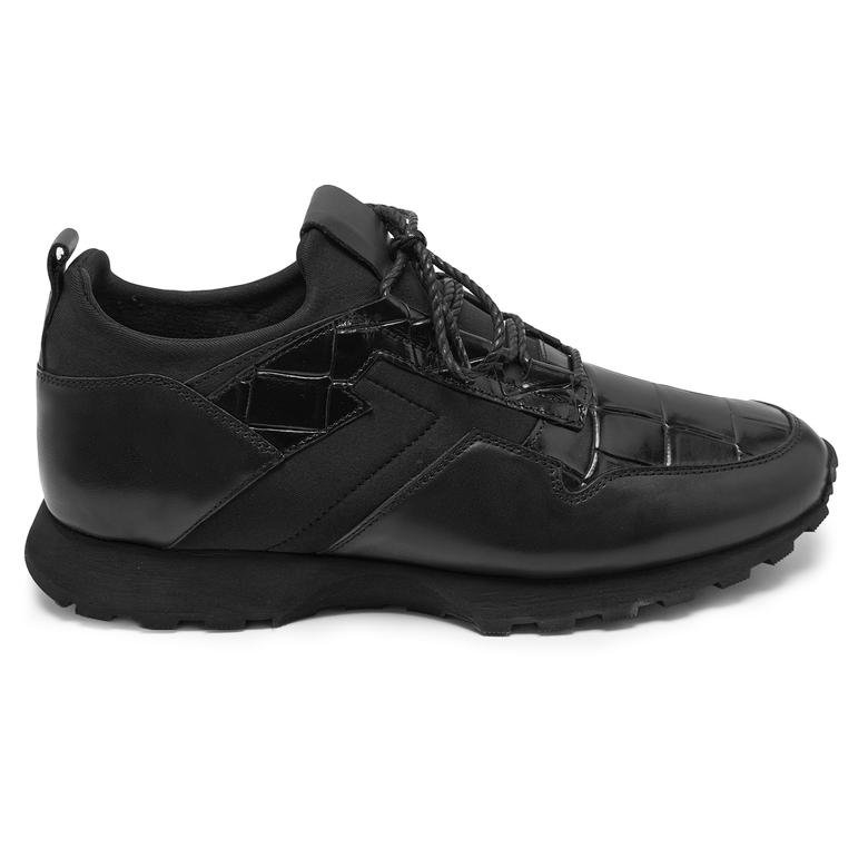 Mylo Siyah Erkek Kroko Baskılı Deri Spor Ayakkabı 2010047768001