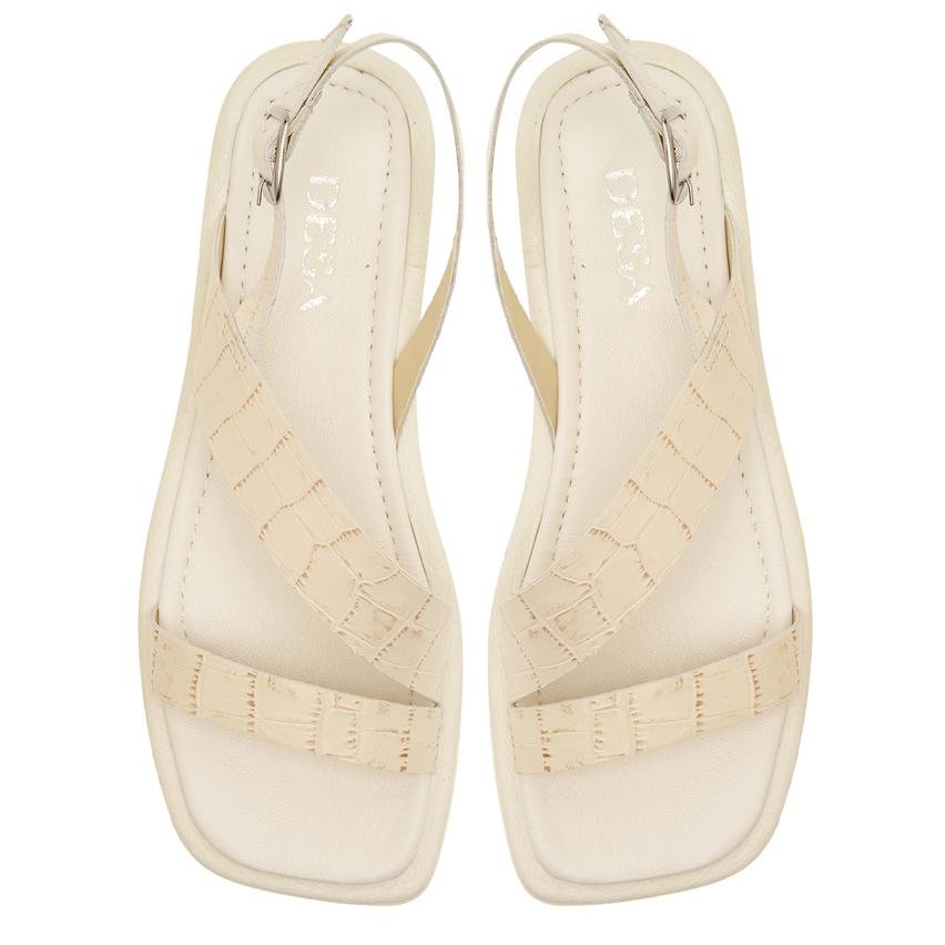 Ornella Beyaz Kadın Kroko Baskılı Deri Sandalet 2010047440011