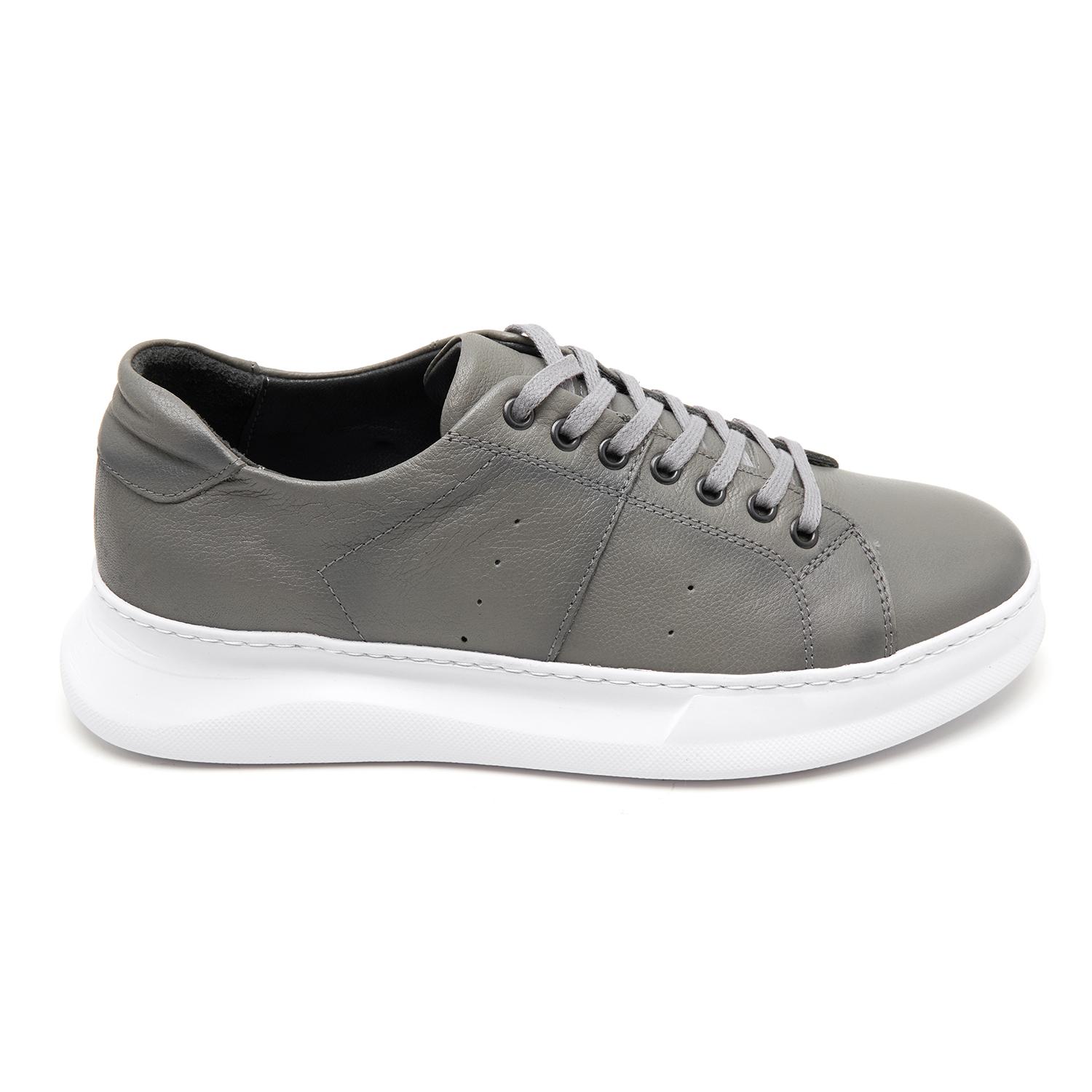 Olive Gri Erkek Deri Spor Ayakkabı 2010049003013
