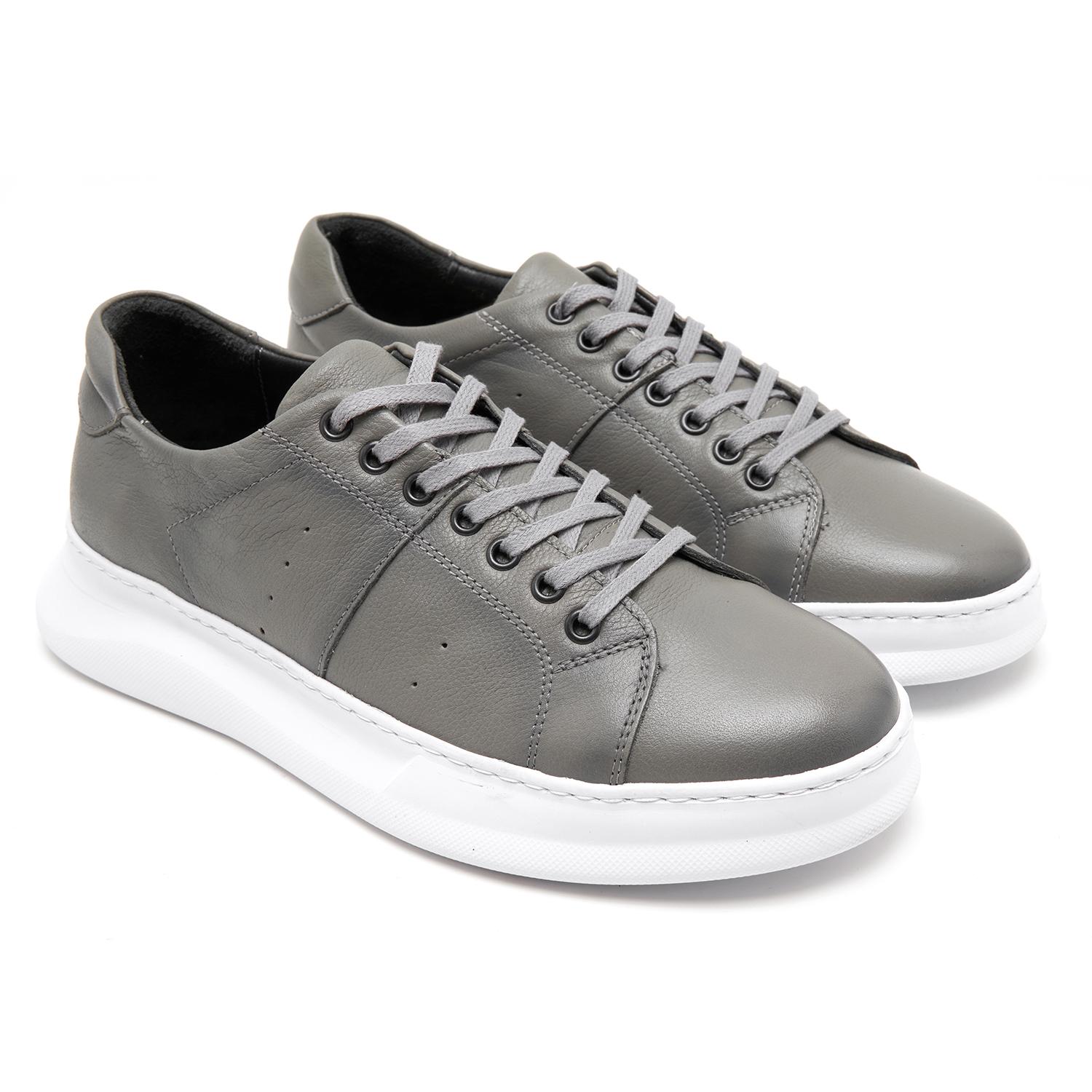 Olive Gri Erkek Deri Spor Ayakkabı 2010049003013