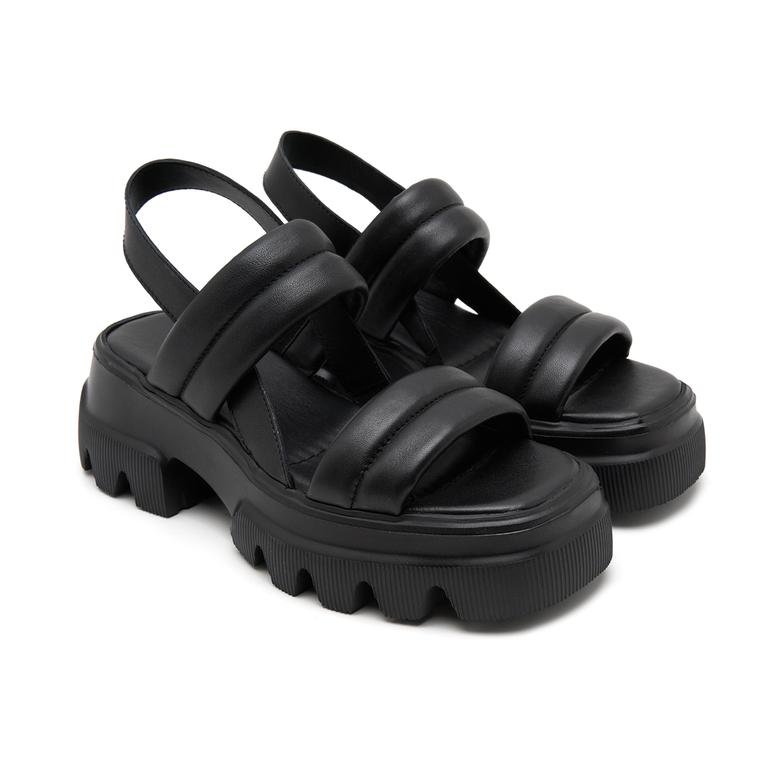 Laird Siyah Kadın Puffer Deri Sandalet 2010049195001