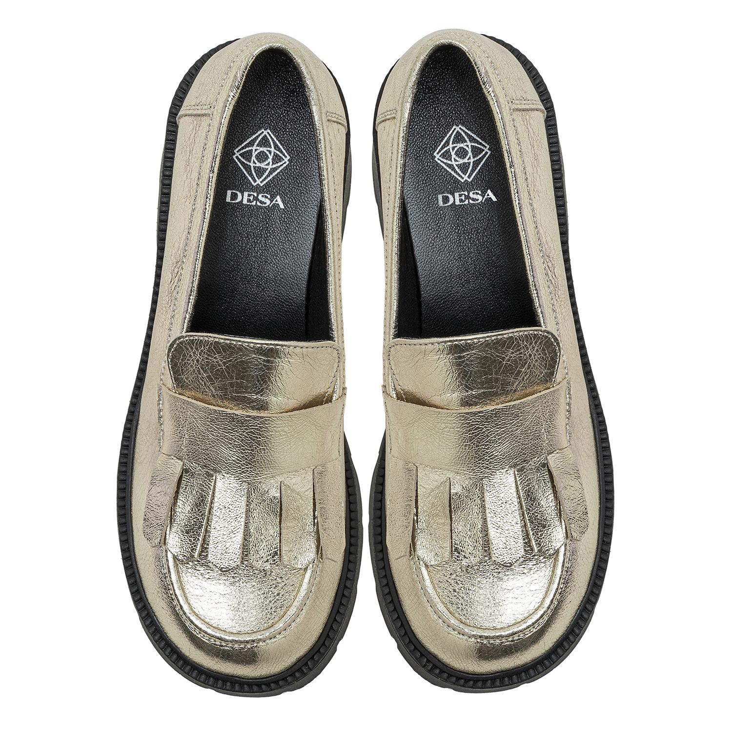 Kadın Gold Deri Püsküllü Loafer 2010049851005