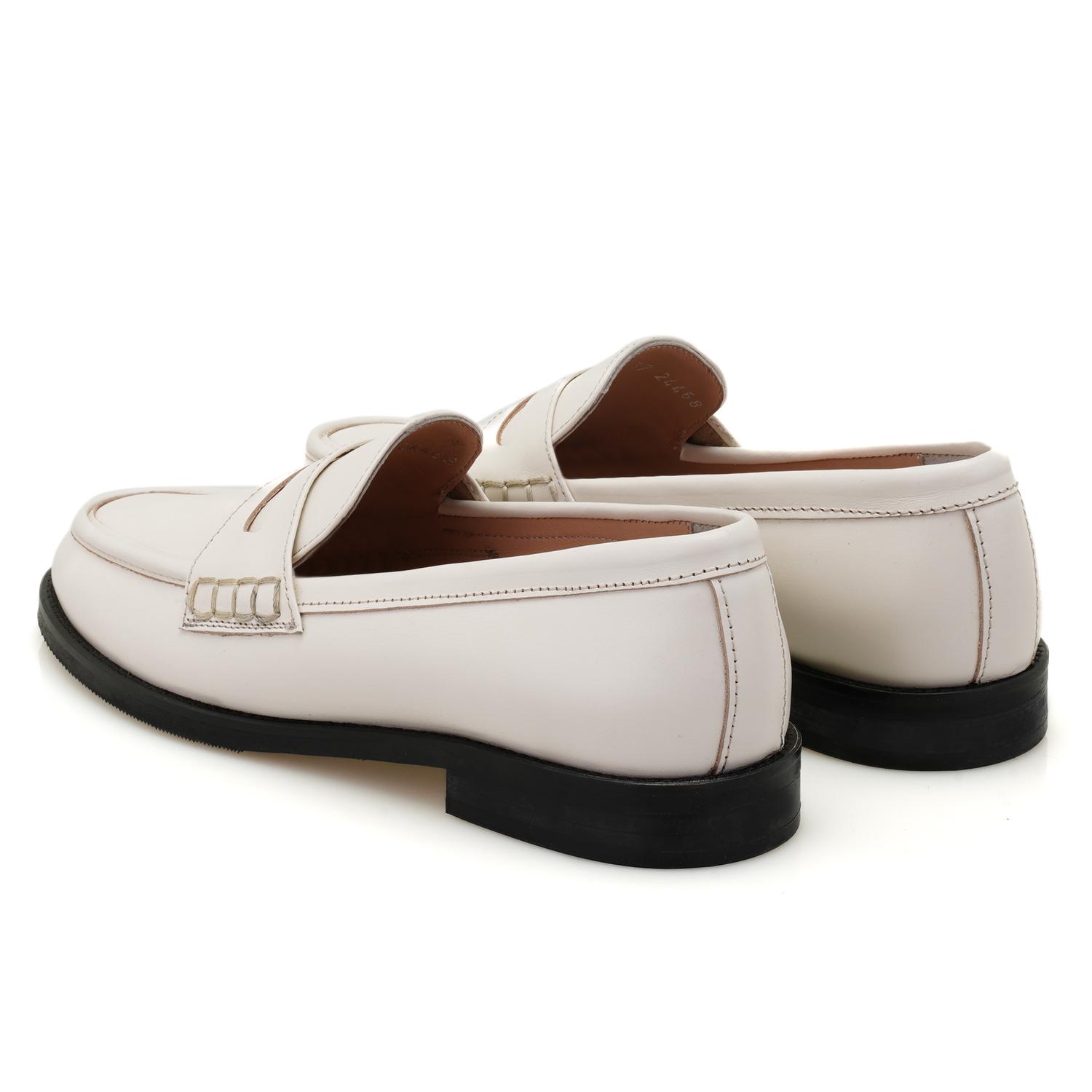 Kadın Ekru Deri Loafer 2010049627013