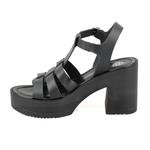 Freman Siyah Kadın Platform Topuklu Deri Sandalet 2010050846002