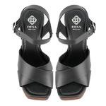 Galla Siyah Kadın Platform Topuklu Deri Sandalet 2010050848002