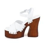 Galla Beyaz Kadın Platform Topuklu Deri Sandalet 2010050848007