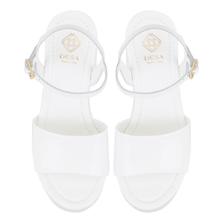Hana Beyaz Kadın Platform Topuklu Deri Sandalet 2010050769002