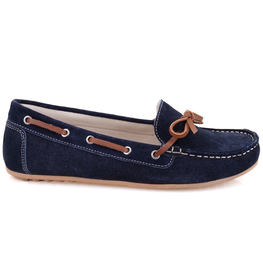 Kadın Lacivert Süet Deri Loafer 2010050794007