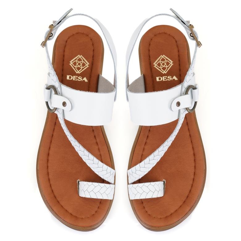 Reiner Beyaz Kadın Ayarlanabilir Tokalı Deri Sandalet 2010050894007