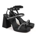 Sandy Siyah Kadın Ayarlanabilir Tokalı Topuklu Sandalet 2010050907002