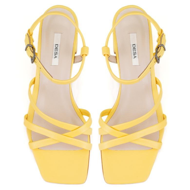 Talia Sarı Kadın Ayarlanabilir Tokalı Topuklu Deri Sandalet 2010050929006
