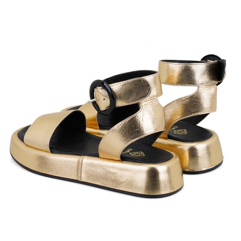 Liana Altın Kadın Ayarlanabilir Tokalı Deri Sandalet 2010050809007