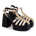 Libby Altın Kadın Platform Topuklu Deri Sandalet 2010050814002
