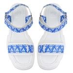 Madison Mavi Kadın Monogram Desenli Dolgu Topuklu Sandalet 2010050829002