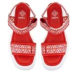 Madison Kırmızı Kadın Monogram Desenli Dolgu Topuklu Sandalet 2010050829007