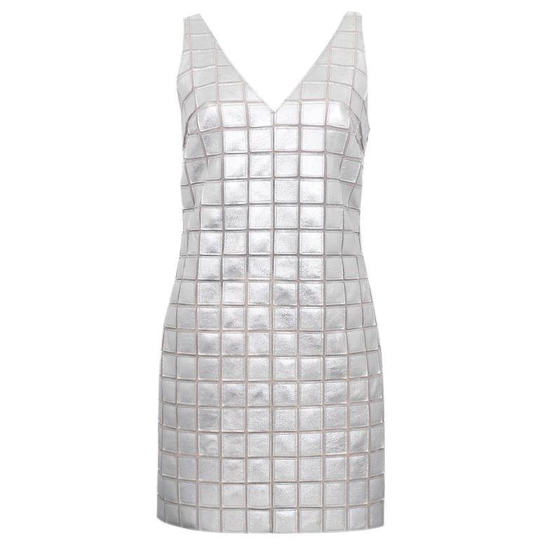 Selvaggia Gümüş Kadın Panelli Deri Elbise 1010035622001