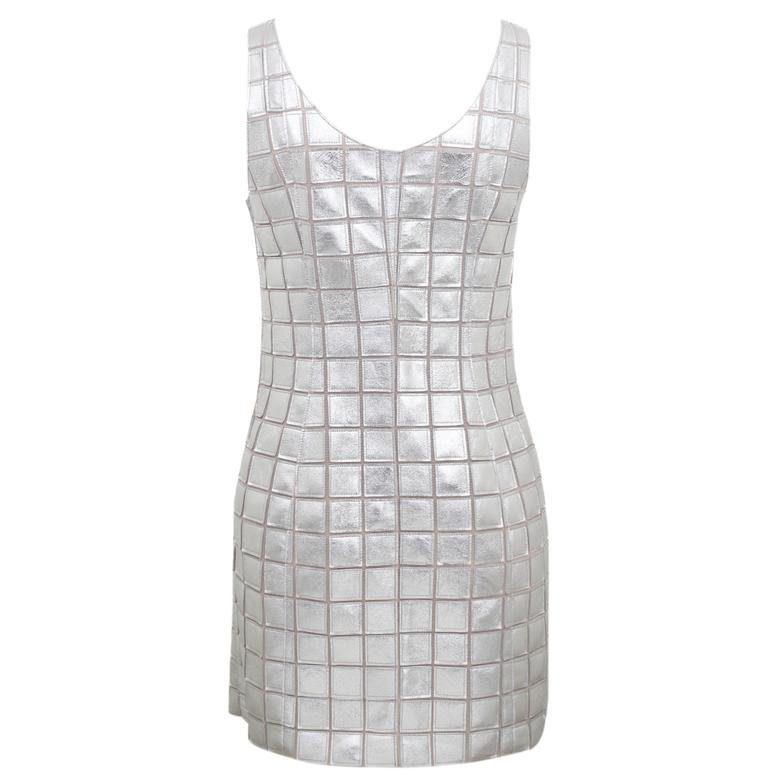 Selvaggia Gümüş Kadın Panelli Deri Elbise 1010035622001