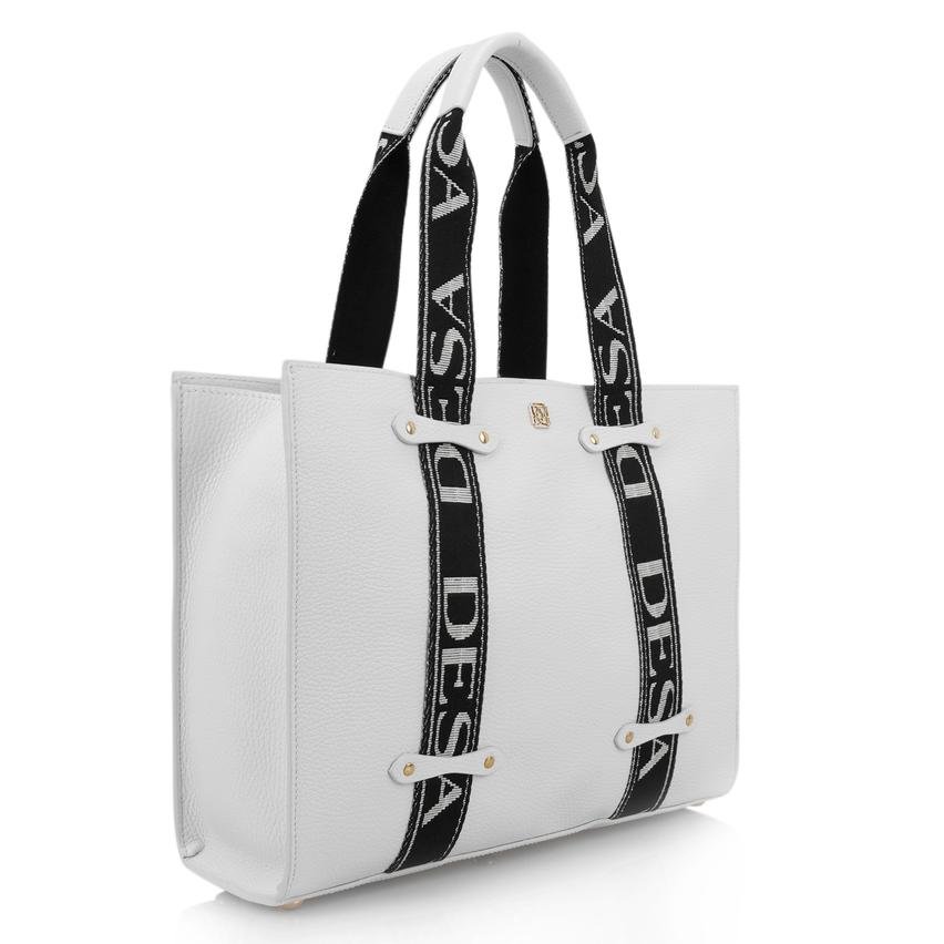 Lilie Beyaz Kadın Desa Logo Askılı Deri Alışveriş Çantası 1010035289002