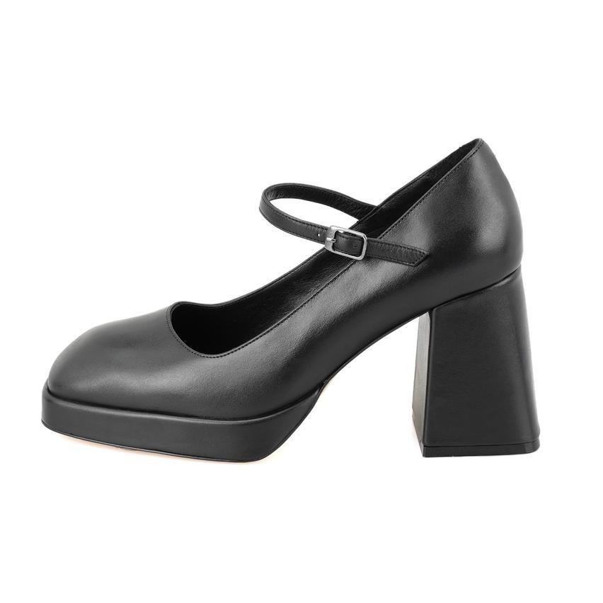 Krokus Siyah Kadın Topuklu Mary Jane Deri Klasik Ayakkabı 2010051925005